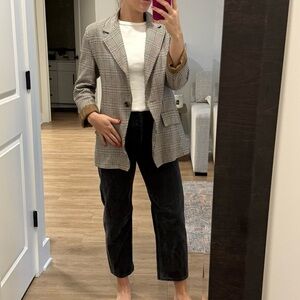 Boohoo Brown and Cream Plaid Blazer